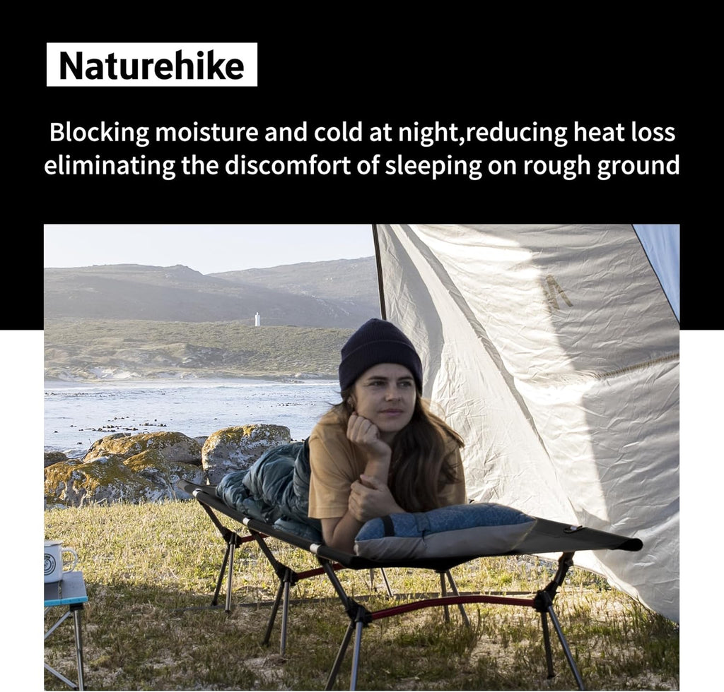 Naturehike ArmyWild Folding Camping Cot, Height Adjustable Ultralight Backpacking Cot, Portable Camping Bed for Camping Hiking Travel Home